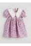 Elsiva Collection Lilac Printed Linen Look Girls' Dress - 2
