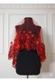 Red Bridal Veil Henna Cover Set, Set with Flocked Glitter, Satin Flowers, and Pearl Henna Cover - 2