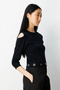 Women's Six-Eyelet Crew Neck Black Sweater 65319 - 2
