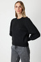 Women's Pearl and Diamond Patterned Black Sweater 63316 - 3