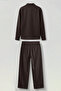 Men's Loose Fit Shirt Trousers Linen Two-Piece Set Brown - 2
