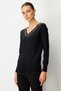 Women's V-Neck Black Sweater with Stones on the Front 65315 - 2