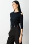 Women's Six-Eyelet Crew Neck Black Sweater 65319 - 4