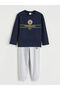 Navy Blue Fenerbahçe Printed Boys' Pajama Set (S6) - 2
