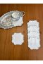 6 Pieces Gardenia Linen Silver Color Stylish Presentation Square Embroidered Cocktail Presentation Napkin - 2