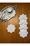 6 Pieces Gardenia Linen Silver Color Star Patterned Cocktail Presentation Napkins - 2