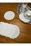 6 Pieces Gardenia Linen Ecru Color Daisy Patterned Cocktail Presentation Napkins - 3