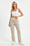 Stretchy Fabric Waterway Waist Elasticated Small Check Pattern Comfortable Fit High Waist Seasonal Casual Trousers - 3