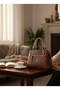 100% Raven Genuine Leather Look 3-Compartment Luxury Women's Bag - Casual and Stylish Design - with Shoulder Strap - 6