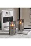 Set of 3 LED Flameless Glass Candles with Dancing Artificial Flames – Grey - 4