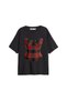 Plaid Printed Relaxed Fit Black Women's Tshirt - 3