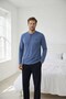 Men's Blue 3-Button 100% Cotton Seasonal Wide Fit Long Sleeve Pocketed Pajama Set - 6