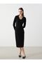 Lcw Comfort Black Crew Neck Dress and Cardigan
