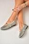 Y726431709 Silver Knitted Look Women's Ballerinas - 2