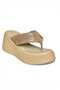 Y973525309 Beige Stone Detailed Flip Flops with Thick Soles for Women - 5