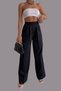 Tors Women's Wide Leg Pleated Black Fabric Trousers