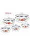 Premium Enamel Cooking Pot Set, 10 Pieces Casserole Collection with Transparent Lids, Strong