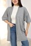 U Shawl Collar Short Sleeve Simple Basic Midi Length Seasonal Knitwear Cardigan - 5