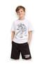 Boys Dinosaur Graphic T-Shirt & Black Shorts Set - 6