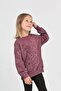 Girl's Relax Fit Crew Neck Drop Shoulder Printed Slit Sweatshirt - 2 Yarns