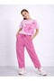 Girls 2 Pc Set Floral Print Top & Barrel Pants Set – Light Pink & Pink - 4