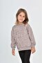 Girl's Relax Fit Crew Neck Drop Shoulder Printed Slit Sweatshirt - 2 Yarns