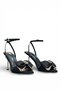 Women's Black High Heel Stoned Bow Satin Evening Dress Sandals K1102 - 3