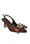 Y308202604 Brown Fabric Thin Heeled Women's Shoes - 6