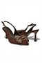 Y308203704 Brown Fabric Thin Heeled Women's Shoes with Ribbon Detail - 7