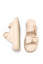 Galivaria Beige Women's Gold Buckle Detailed Lightweight Stylish Comfortable Orthopedic Sole Slippers - 8