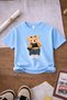 Teddy Bear Teddy Bear and Ribbon Printed 3-Pack Navy Blue-Blue-White Girls' T-Shirt - 4