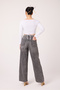 Uca Jean Women's Gray High Waist Lace-Up Wide Leg Jean Pants - 7