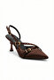 Women's Special Design Brown Satin Metal Buckle Accessory Upholstered Pointed Toe Thin Heeled Shoes - 6