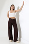 Women's High Waist Woven Wide Leg Pants - 6