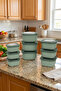 Set of 9 Square Green Storage Containers – 3 × (1750 1050 600) – Suitable for Microwave and Deep Freezer