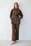 Stone Detailed Shirt Set Brown 2610