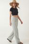 Women's Muslin Gray Wide Leg High Waist Palazzo Pants - 4