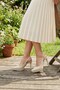 Scarlett Slingback Beige Patent Leather Pointed Toe Open Back Thin Platform Heeled Shoes - 2