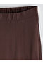 Brown Pleated Skirt with Elastic Waist (S6) - 5