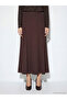 Brown Pleated Skirt with Elastic Waist (S6) - 2