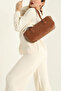 Wrinkled Textured Zippered Women's Handbag and Shoulder Bag Brown - 2
