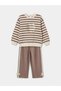 Two Mt Shop Quality Lcw Baby Ecru Printed Baby Girl Sweatshirt and Sweatpants