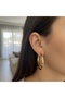 Triple Hoop Earrings Shiny Metal Modern Design Gold Silver - 2