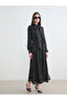 M&B Collection Black Mock Neck Polka Dot Pack Belted A-Line Dress