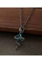 Silver Green Emerald Snake Gothic Necklace Gothic Vintage Snake Necklace - 3