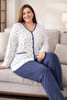 Large Size Women's Front Buttoned Long Sleeve Crochet Cotton Pajama Set 250654 White06 - 4