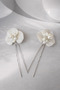Ceramic Flower Patterned Pearl Bridal Hair Accessory Promise, Engagement, Wedding Bun Hairpin 2 Pieces - 6
