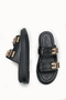 Luna Sola Women's Double Buckle Slippers 00120415 Black - 5