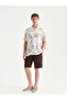 Beige Regular Fit Short Sleeve Patterned Viscose Men's Shirt from Plus-Store - 2