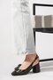 Dorfede striped patent leather buckle back open women's shoes black patent leather - 2